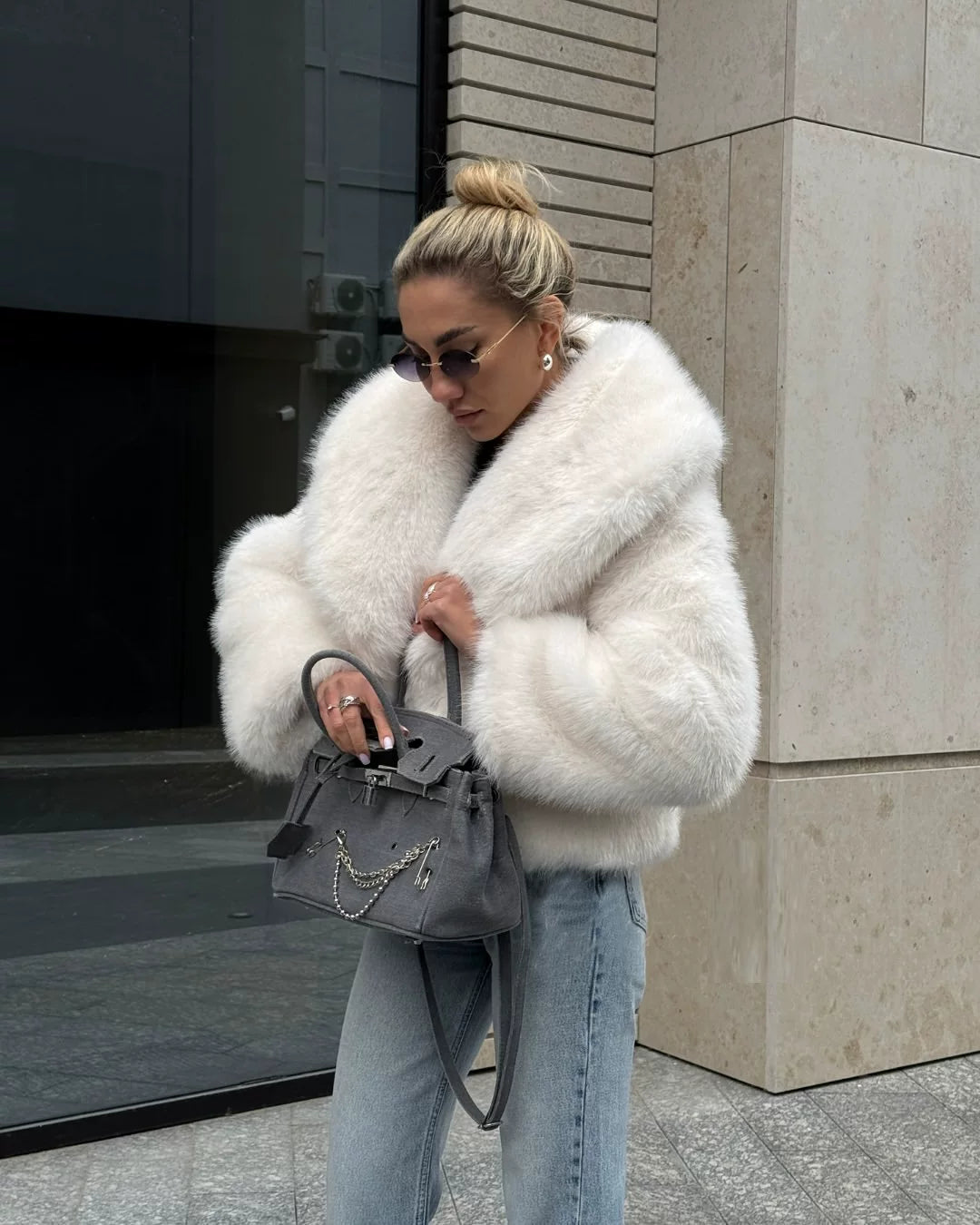 LaPose - Brenda Cropped Faux Fur Jacket