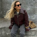 Brenna Lapel Faux Leather Jacket [Z1L2UMR1]