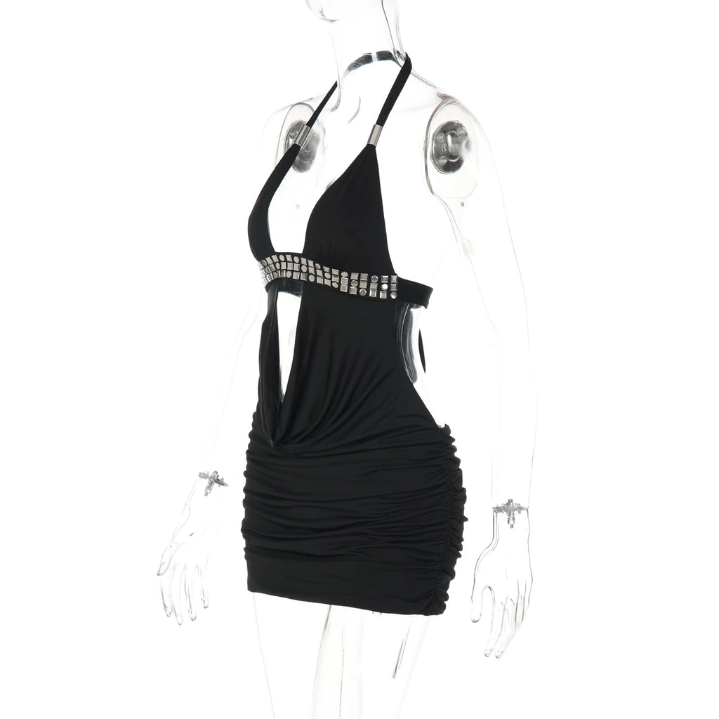 LaPose - Bridgett Studded Halter Mini Dress