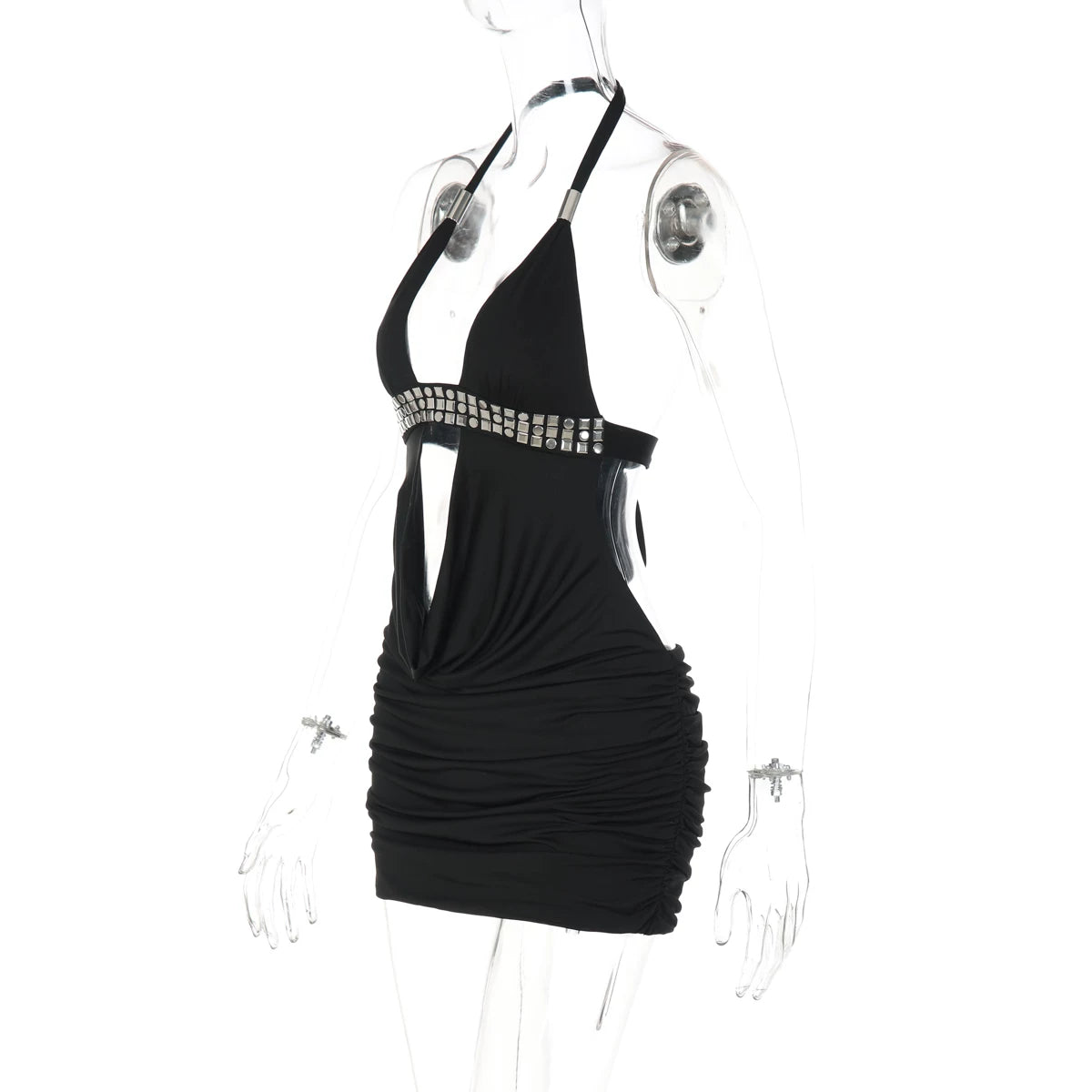 LaPose - Bridgett Studded Halter Mini Dress