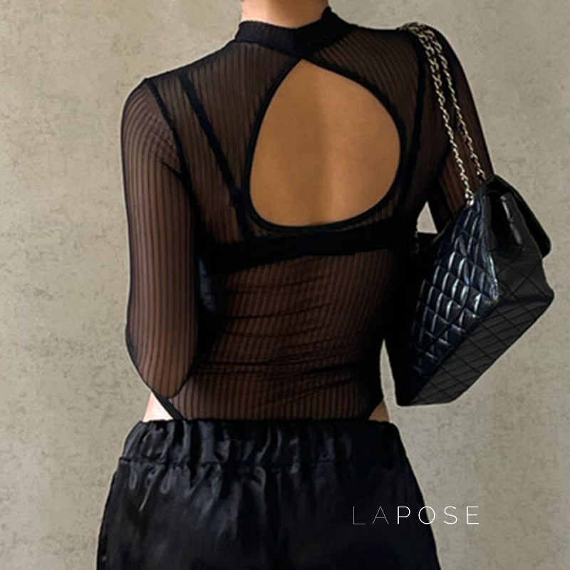 Brienne Backless Mesh Romper [II2K8Z1O]