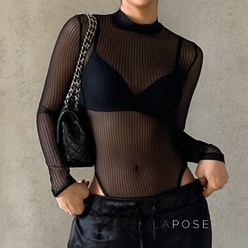 Brienne Backless Mesh Romper [099IPBW0]