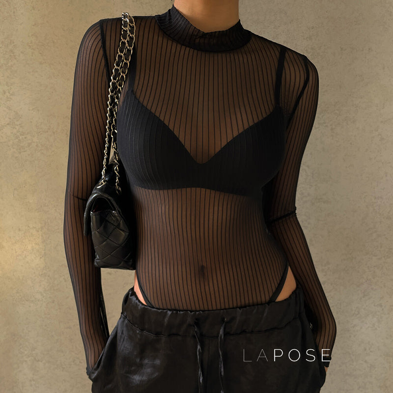Brienne Backless Mesh Romper [QGTF8M59]