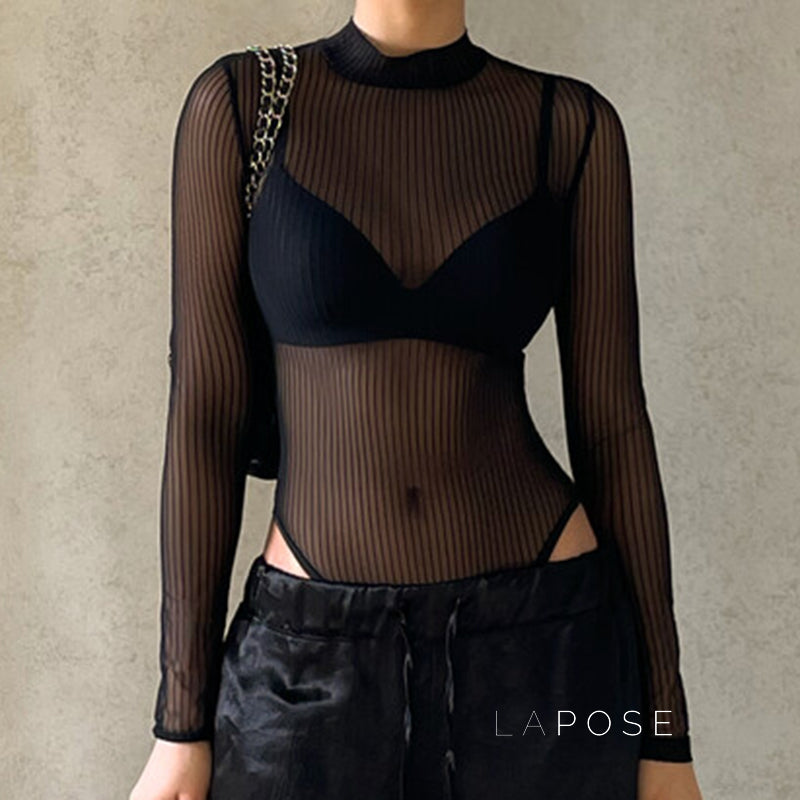 Brienne Backless Mesh Romper [H1VAYC1Z]