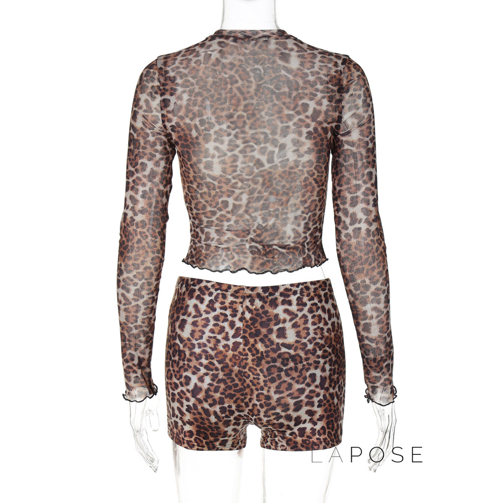 Britain Leopard Mesh Short Set [B6UD392G]
