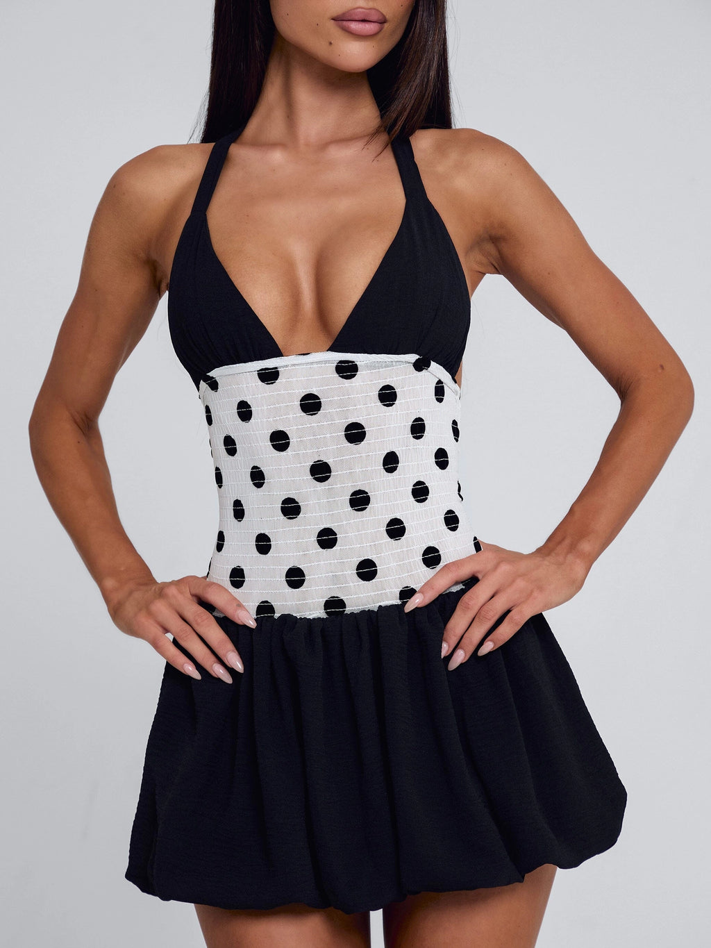 LaPose Britany Ruched Bubble Mini Dress