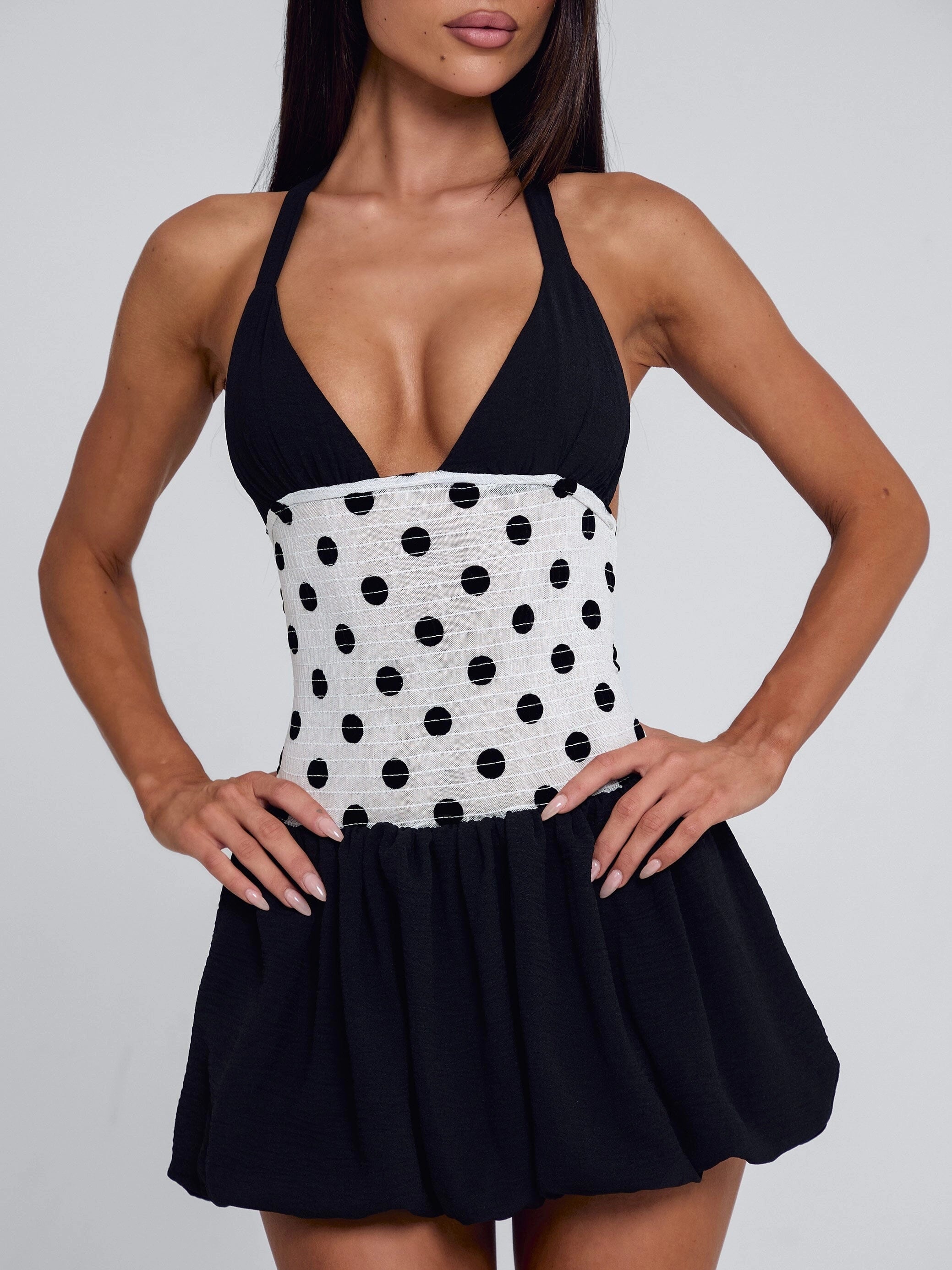 LaPose Britany Ruched Bubble Mini Dress