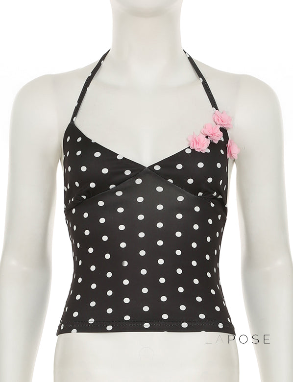Brithany Floral Polka Halter Top [RQZHYDLB]