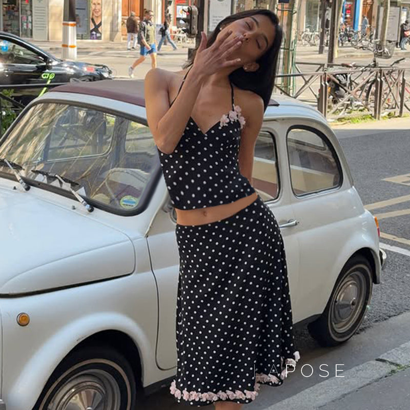 Brithany Floral Polka Halter Top [YKY5B9UC]