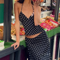 Brithany Floral Polka Halter Top [TIH4DC2N]
