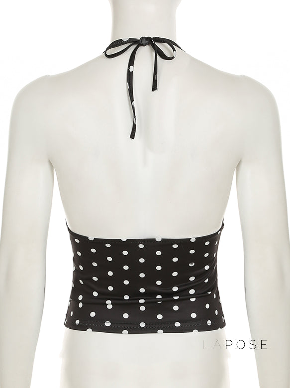 Brithany Floral Polka Halter Top [FV9PT4QZ]