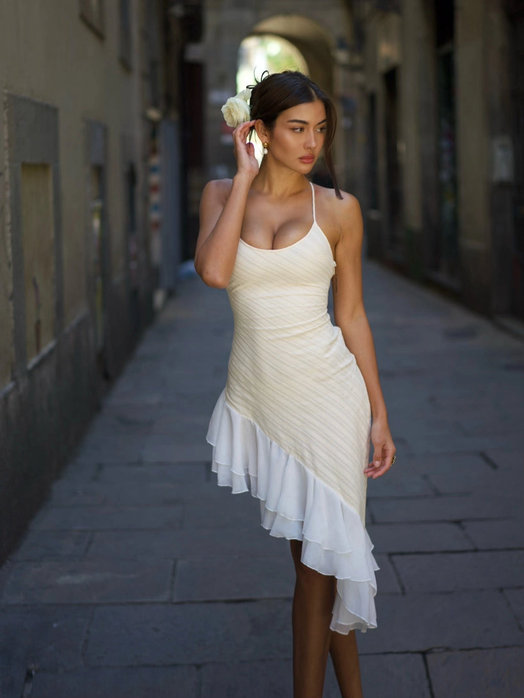 LaPose Britney Lucia Ruffle Mini Dress