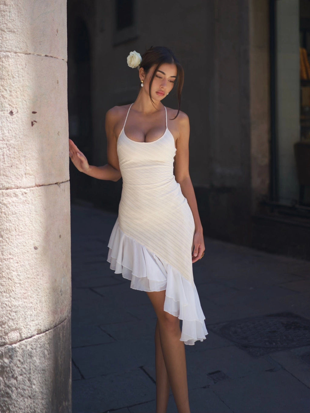 LaPose Britney Lucia Ruffle Mini Dress