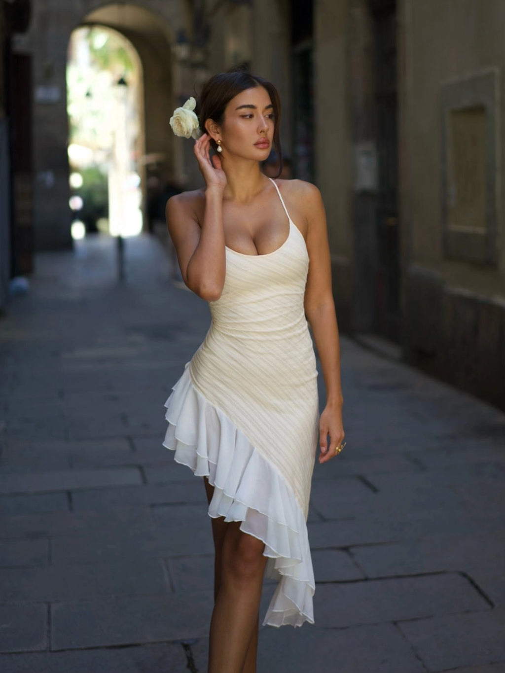 LaPose Britney Lucia Ruffle Mini Dress