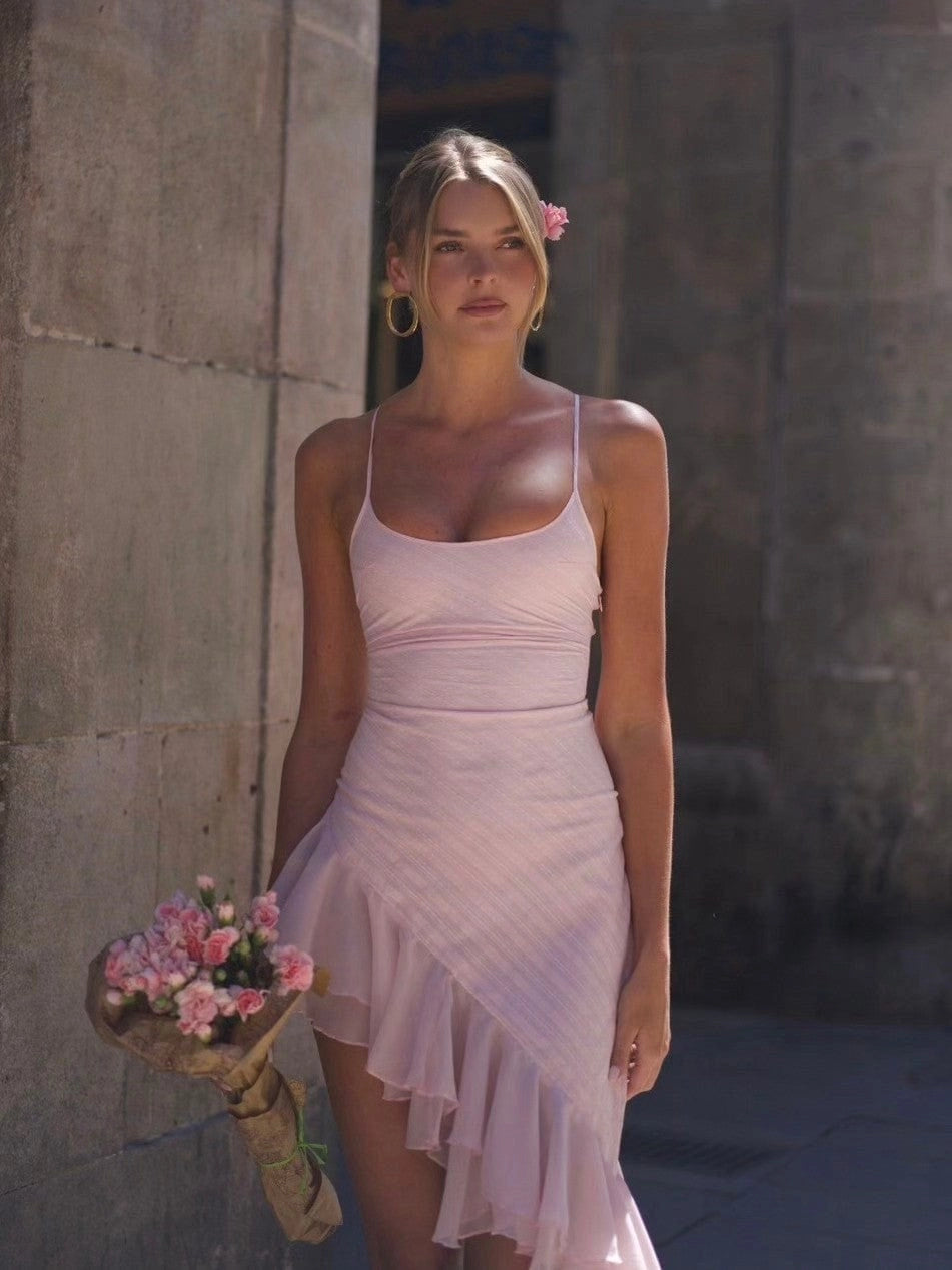 LaPose Britney Lucia Ruffle Mini Dress - Pink