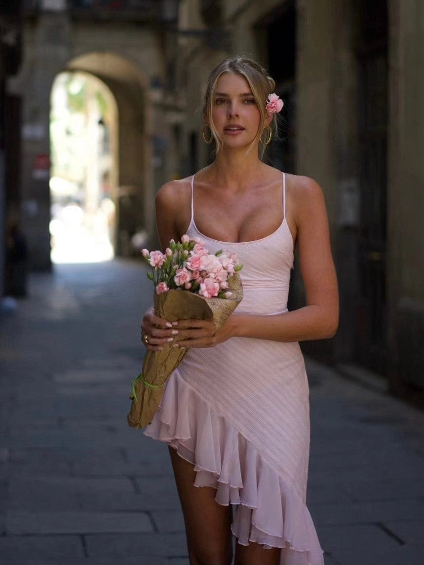 LaPose Britney Lucia Ruffle Mini Dress - Pink