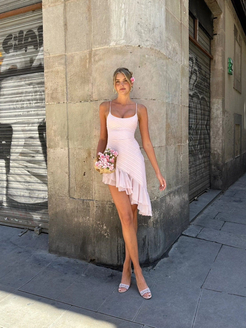 LaPose Britney Lucia Ruffle Mini Dress - Pink