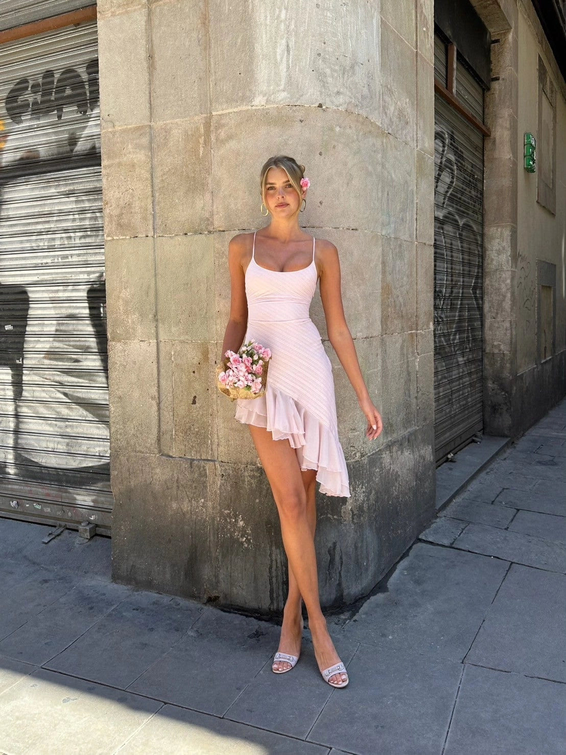 LaPose Britney Lucia Ruffle Mini Dress - Pink