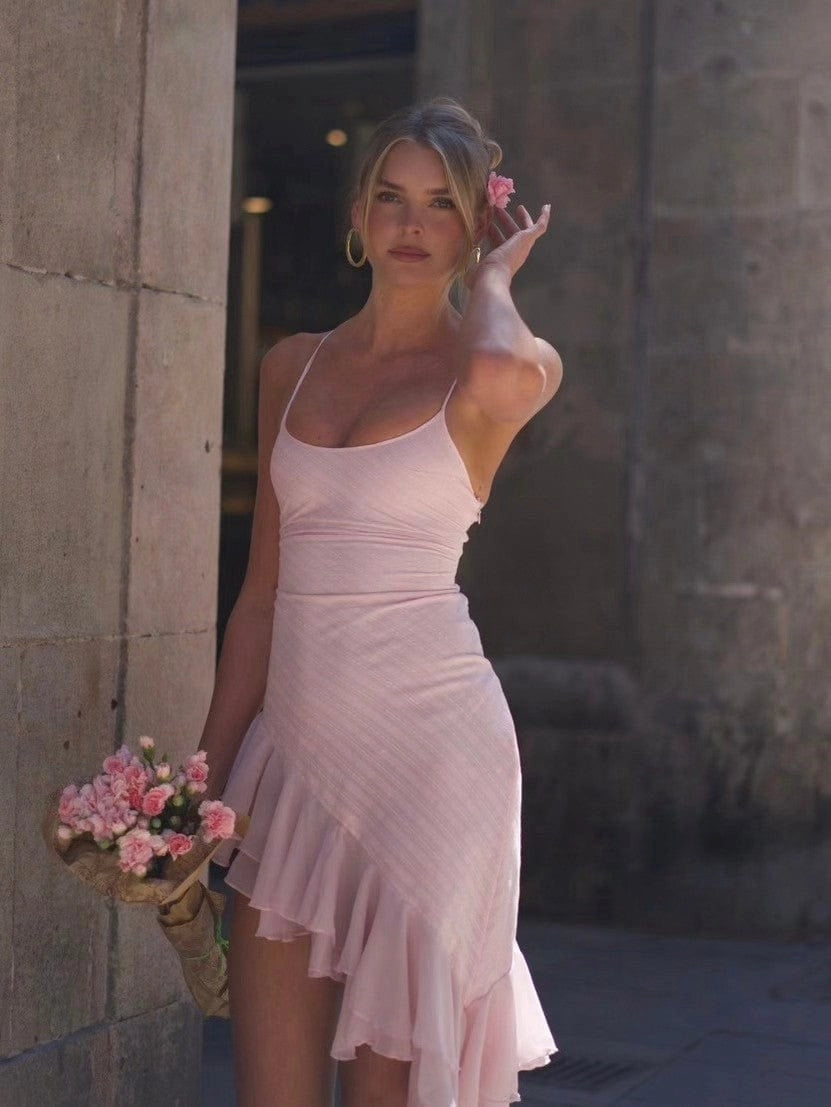 LaPose Britney Lucia Ruffle Mini Dress - Pink