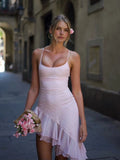 LaPose Britney Lucia Ruffle Mini Dress - Pink