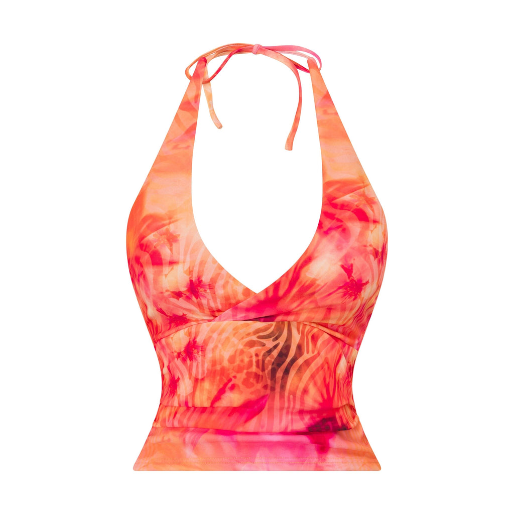 LaPose Brylee Printed Halter Crop Top