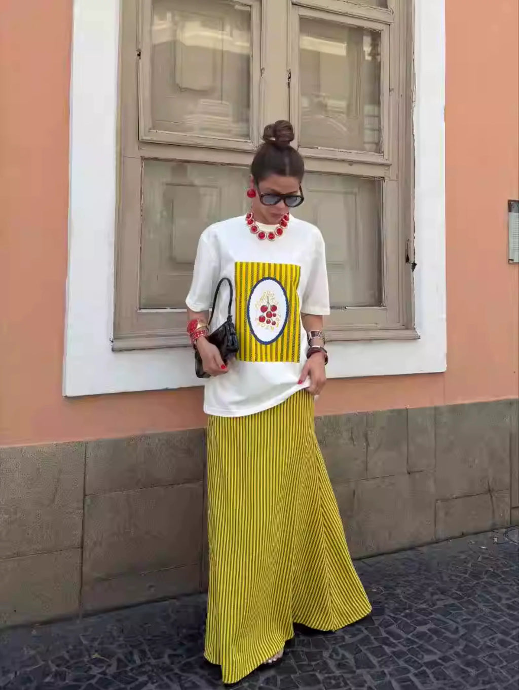 Brylei Tomato Graphic Oversized Tee