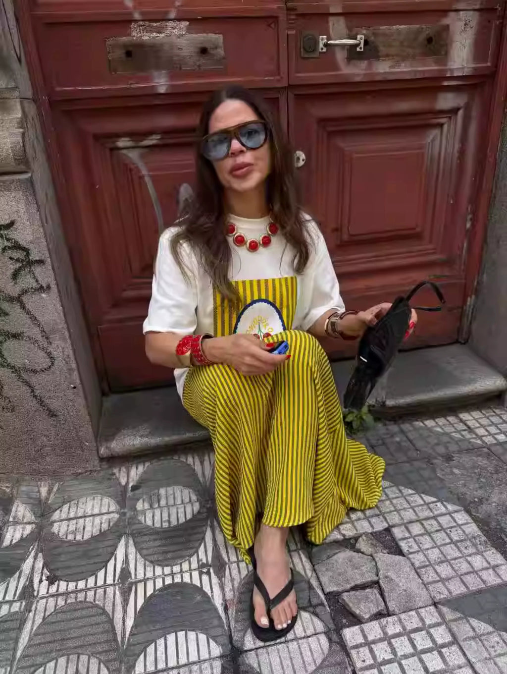 Brylei Tomato Graphic Oversized Tee