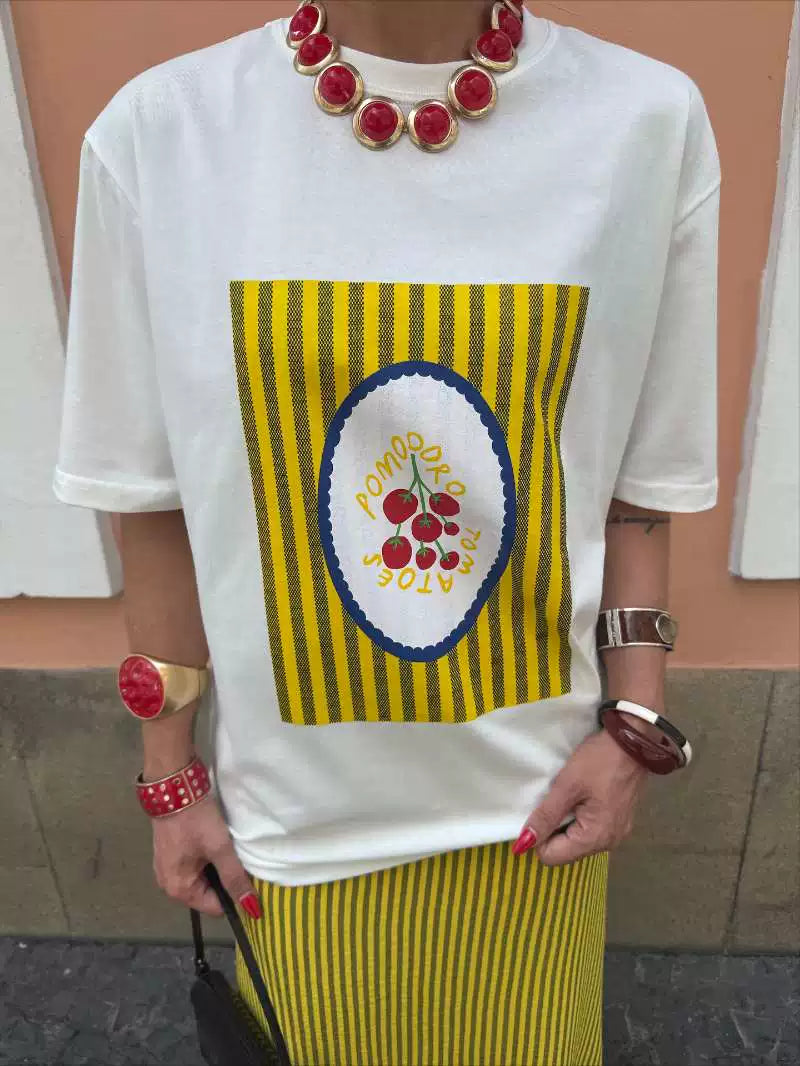 Brylei Tomato Graphic Oversized Tee