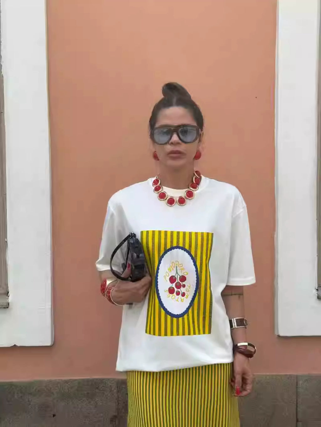 Brylei Tomato Graphic Oversized Tee
