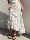 Bryn Ruffle Asymmetric Maxi Skirt [P9M5GK83]