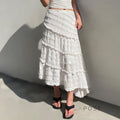 Bryn Ruffle Asymmetric Maxi Skirt [SBW2P0F9]