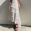 Bryn Ruffle Asymmetric Maxi Skirt [158THBF0]
