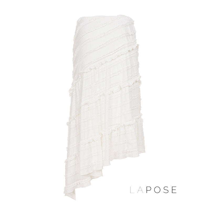Bryn Ruffle Asymmetric Maxi Skirt [W28HQXLG]