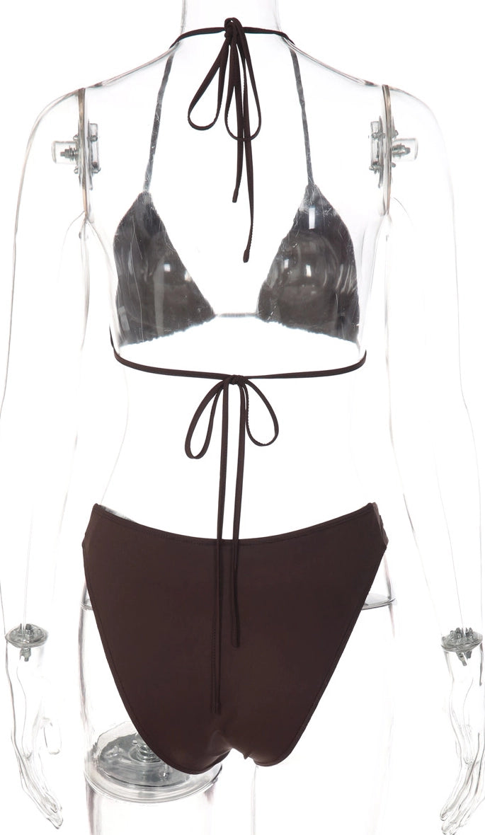 Button Detail Halter Bikini Set [MU3VCTKF]