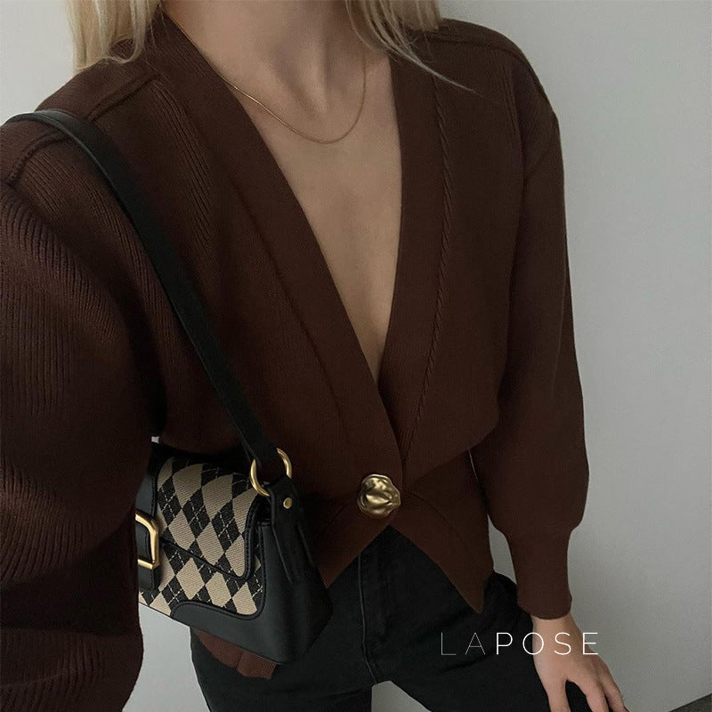Caelyn Knitted V-neck Cardigan [GW1QRZ21]
