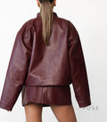 Caila Retro Faux Leather Skirt Set [N981V5L8]