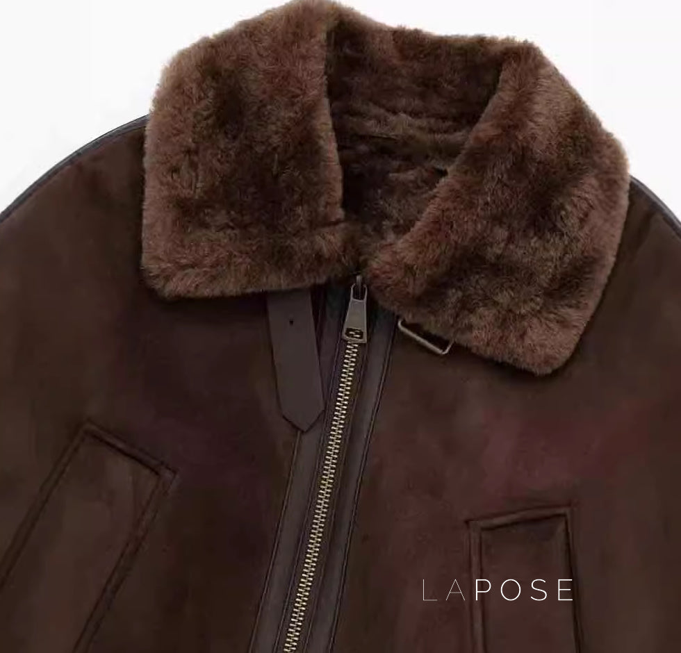 Camelia Quilted Fur Collar Jacket [C48LT81V]