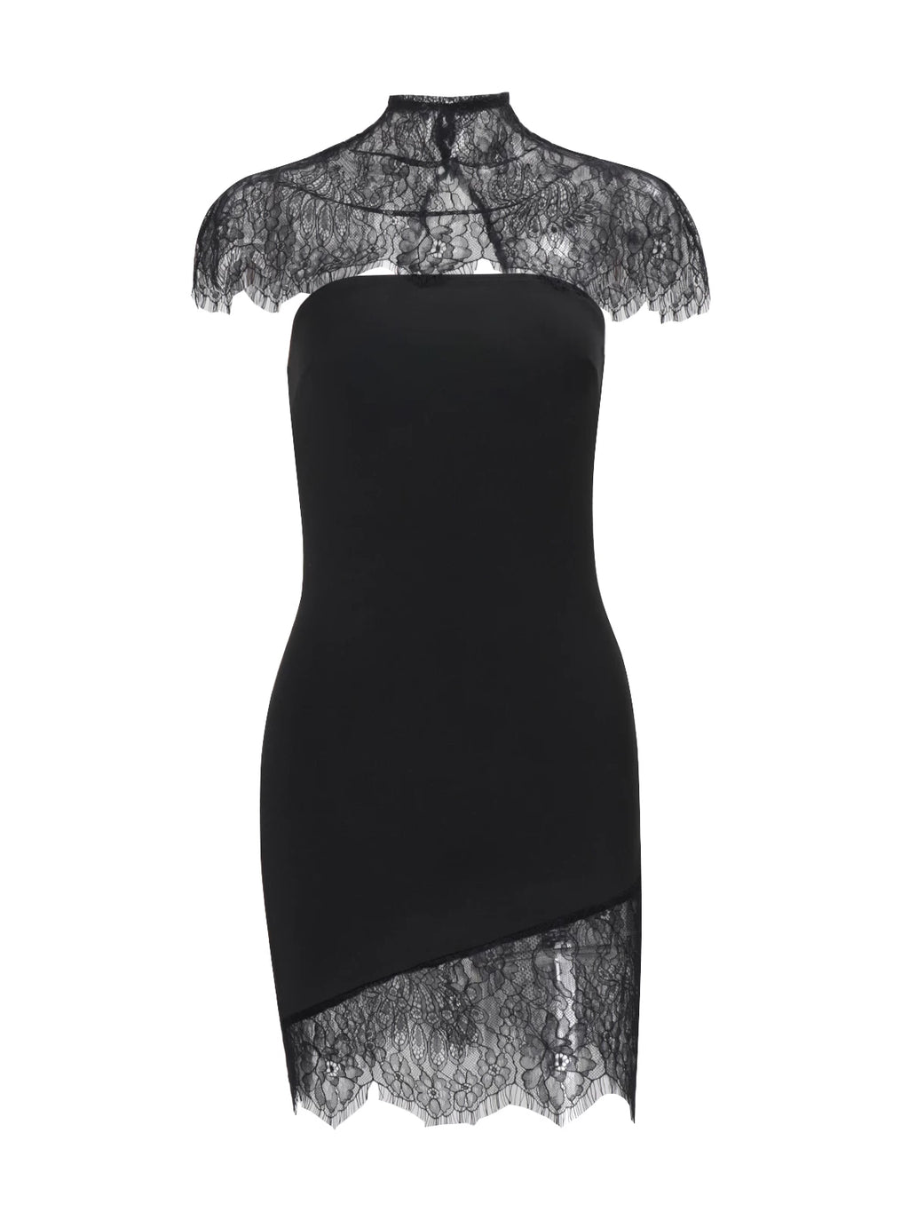 LaPose - Camreigh Lace High Neck Mini Dress
