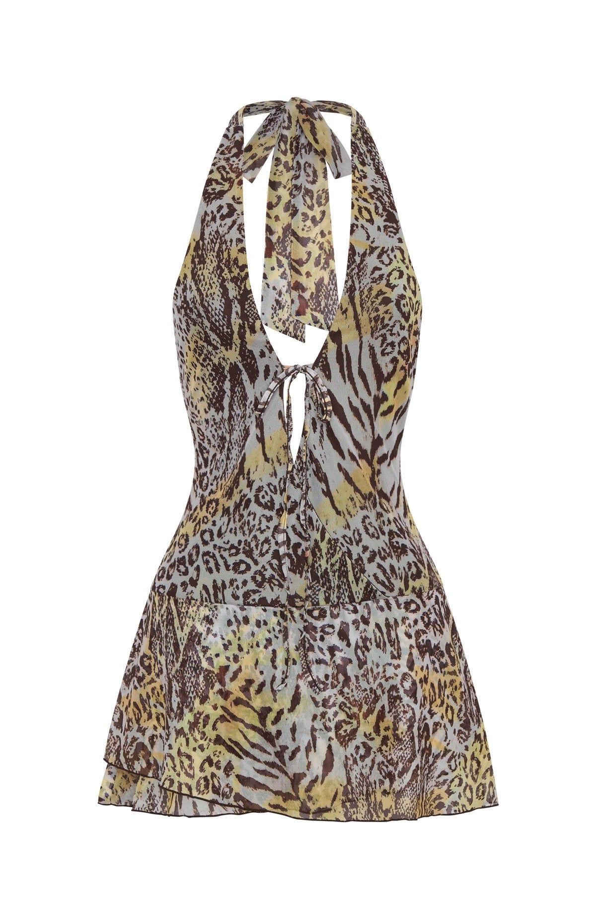 LaPose Camrynn Leopard Halter Mini Dress