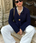 Candice Navy Knit Cardigan [SQAJWD7S]