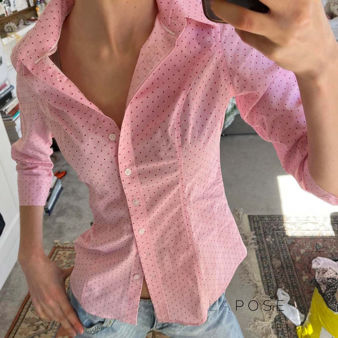 Caraline Polka Dot Polo Top [3NDF4XS2]