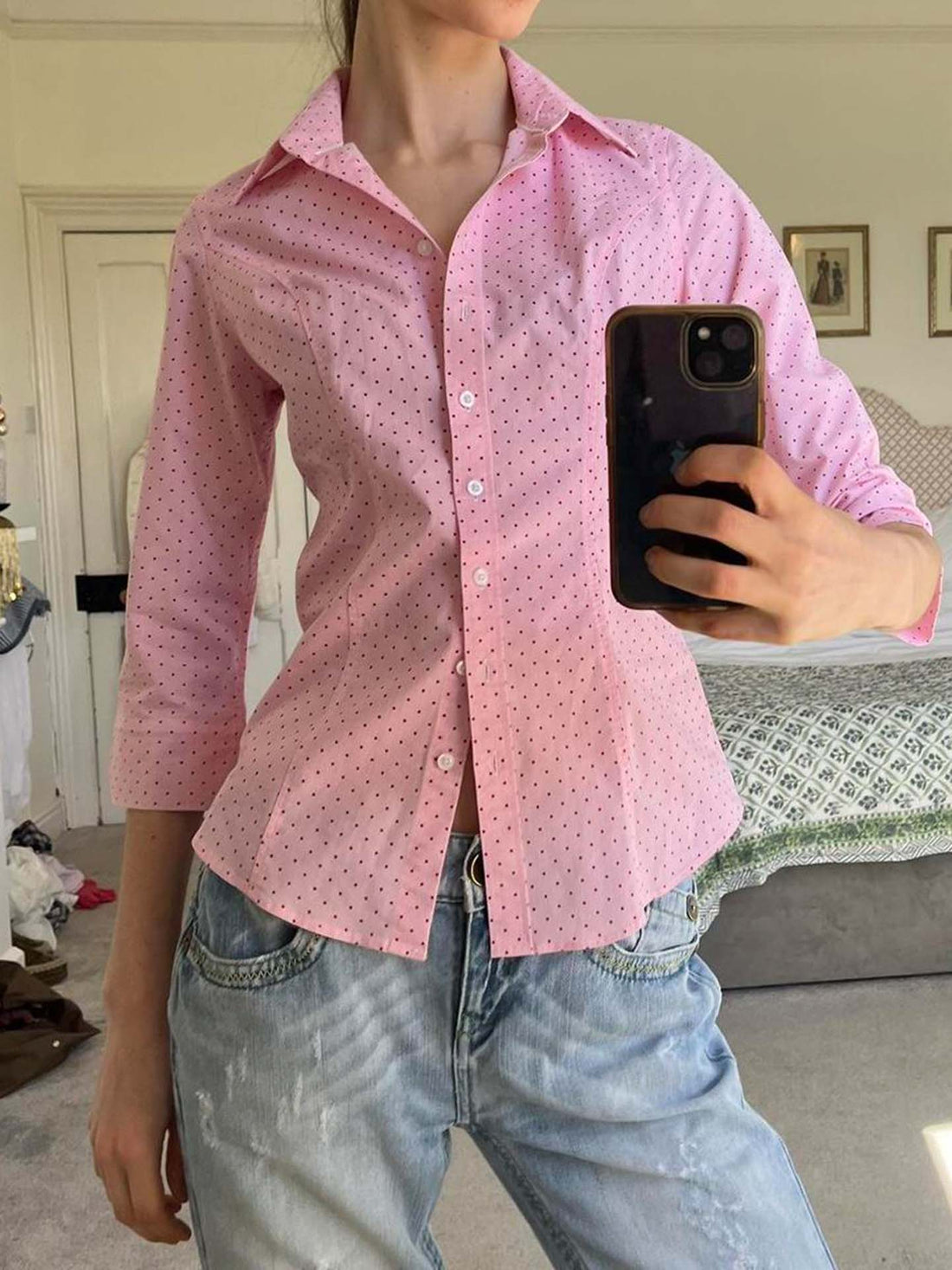 Caraline Polka Dot Polo Top [67970FX3]