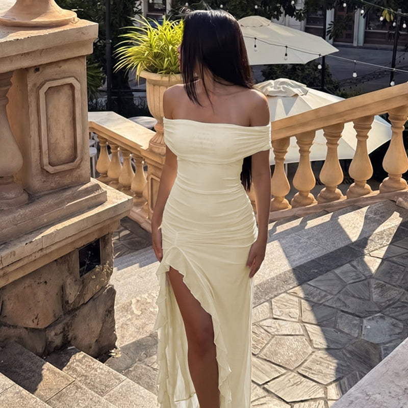 LaPose - Cari Ruffle Slit Maxi Dress