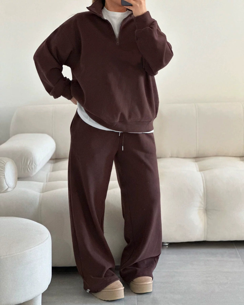 LaPose - Carissa Half-Zip Wide Leg Set