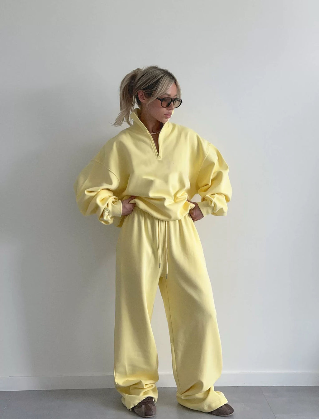 LaPose - Carissa Half-Zip Wide Leg Set