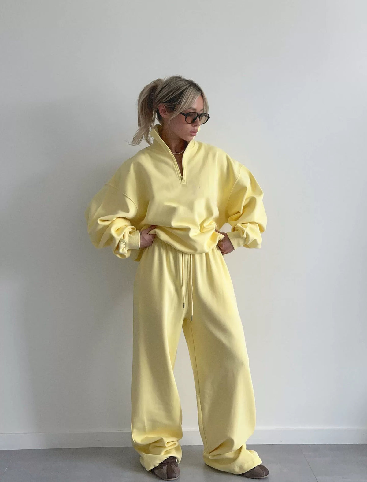 LaPose - Carissa Half-Zip Wide Leg Set