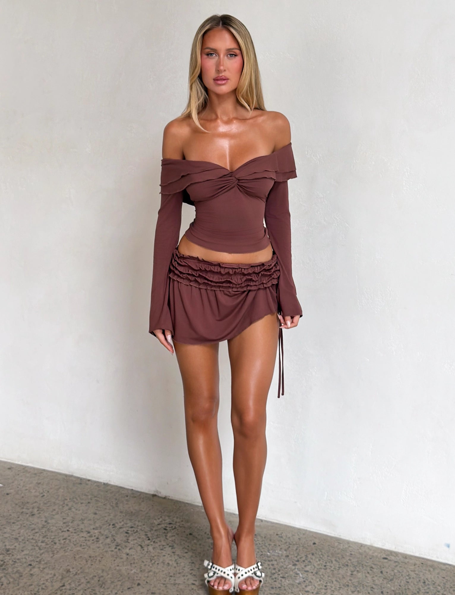 LaPose Carleigh Ruched Off-Shoulder Top