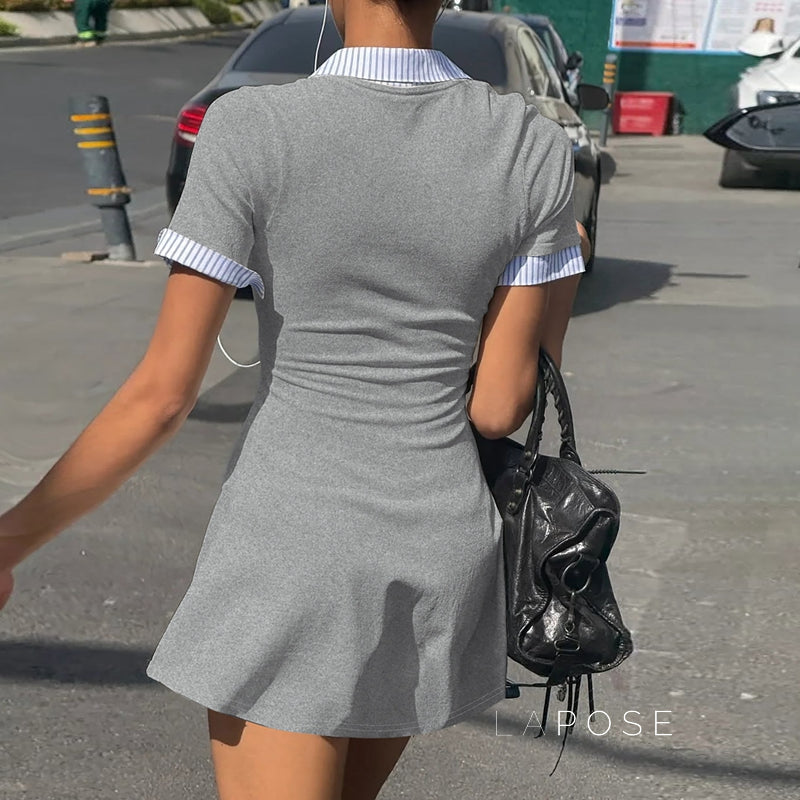 Carmyn Polo Patchwork Mini Dress [2E7874UQ]