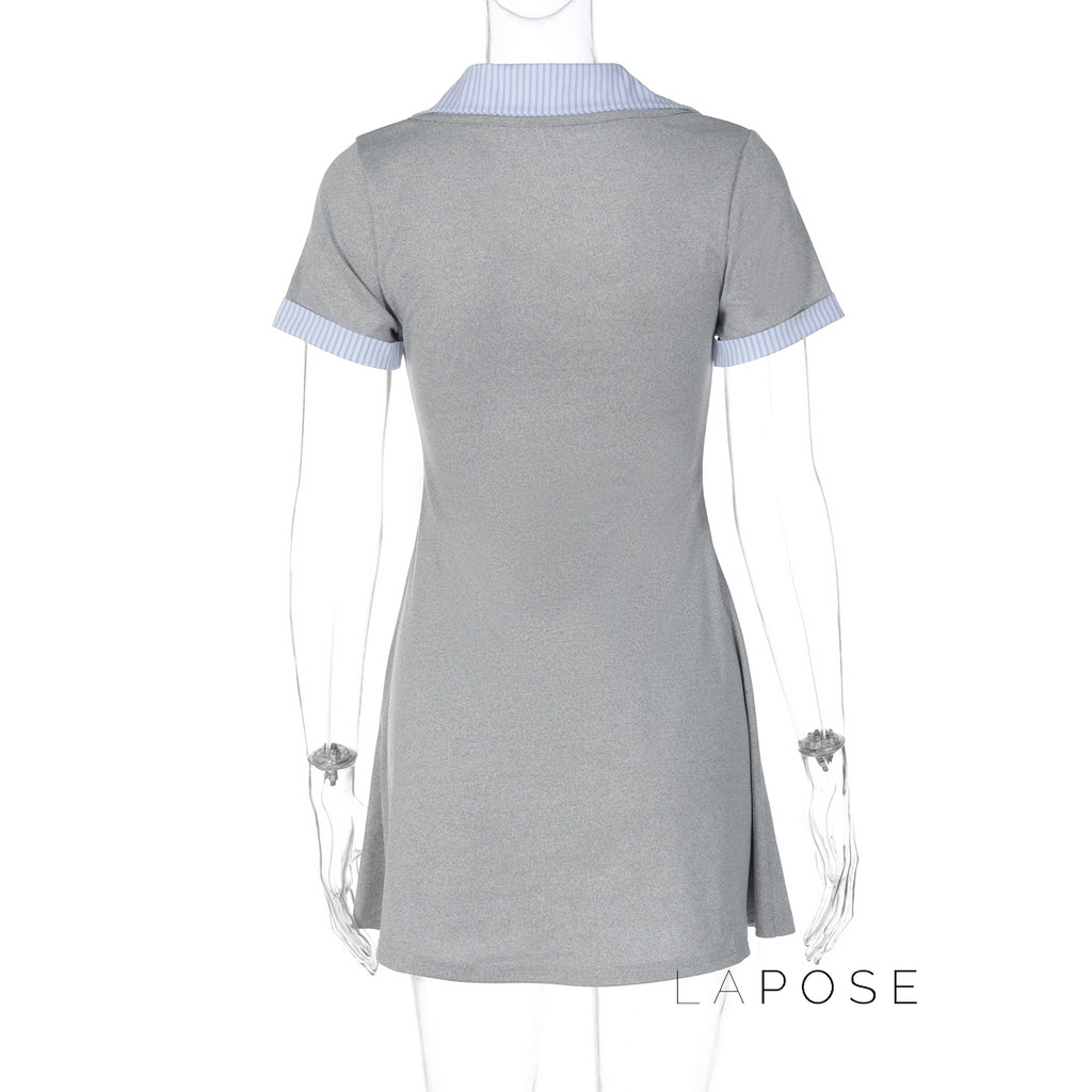 Carmyn Polo Patchwork Mini Dress [SAGVSNGB]