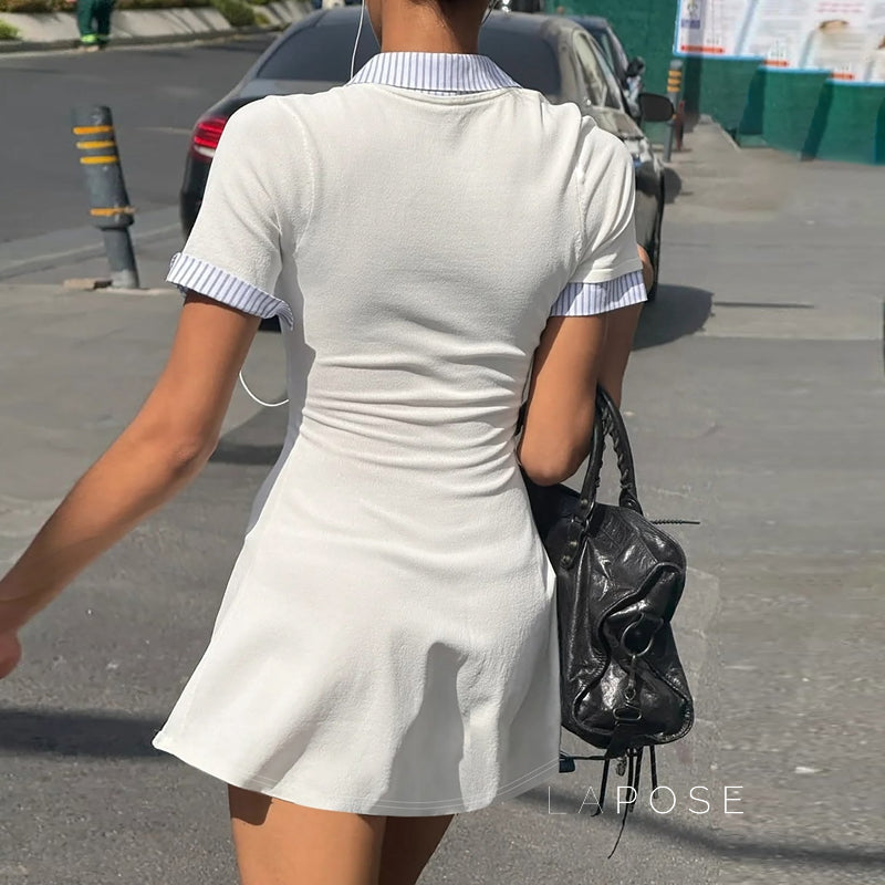 Carmyn Polo Patchwork Mini Dress [VUK1HNSC]